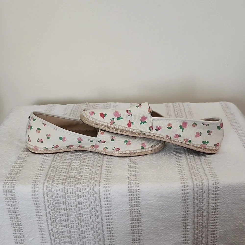 Coach canvas floral flat espadrille slip on shoes, women's size 9.5.
